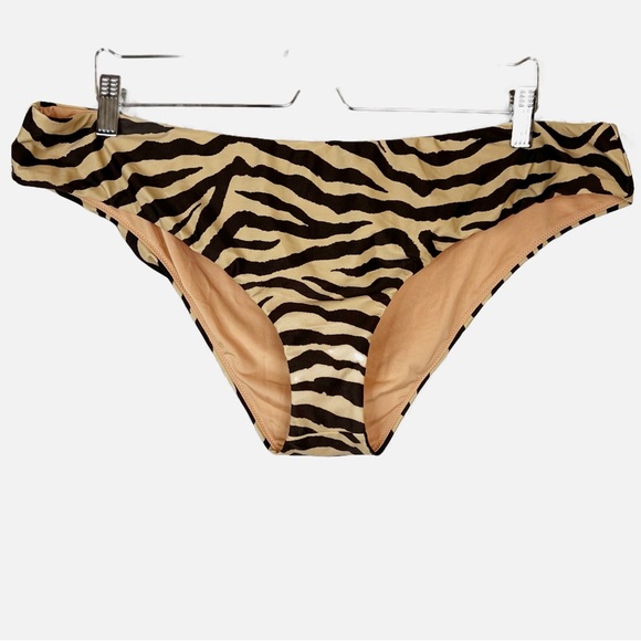 NWT J. Crew Curved Waist Cheeky Bikini Bottom in Zebra Stripe - Picture 2 of 9